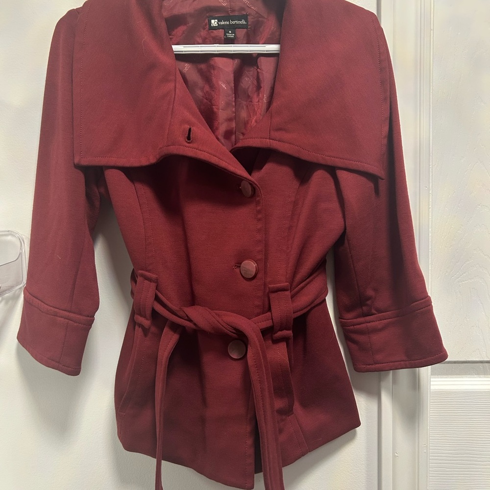 Valerie Bertinelli Deep Red Trench Coat with Belt